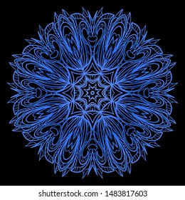 Round Mandala. For Coloring Book, Greeting Card, Invitation, Tattoo. Anti-Stress Therapy Pattern. Vector Illustration. 
