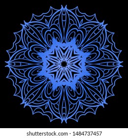 Round Mandala. For Coloring Book, Greeting Card, Invitation, Tattoo. Anti-Stress Therapy Pattern. Vector Illustration. 