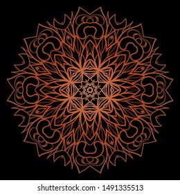 Round Mandala. For Coloring Book, Greeting Card, Invitation, Tattoo. Anti-Stress Therapy Pattern. Vector Illustration. 