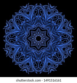 Round Mandala. For Coloring Book, Greeting Card, Invitation, Tattoo. Anti-Stress Therapy Pattern. Vector Illustration. 