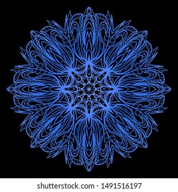 Round Mandala. For Coloring Book, Greeting Card, Invitation, Tattoo. Anti-Stress Therapy Pattern. Vector Illustration. 