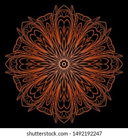 Round Mandala. For Coloring Book, Greeting Card, Invitation, Tattoo. Anti-Stress Therapy Pattern. Vector Illustration. 