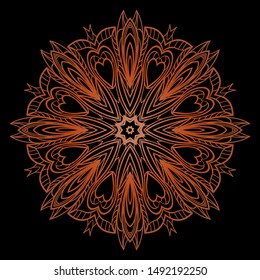 Round Mandala. For Coloring Book, Greeting Card, Invitation, Tattoo. Anti-Stress Therapy Pattern. Vector Illustration. 