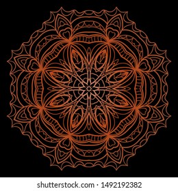 Round Mandala. For Coloring Book, Greeting Card, Invitation, Tattoo. Anti-Stress Therapy Pattern. Vector Illustration. 