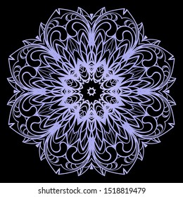 Round Mandala. For Coloring Book, Greeting Card, Invitation, Tattoo. Anti-Stress Therapy Pattern. Vector Illustration. 