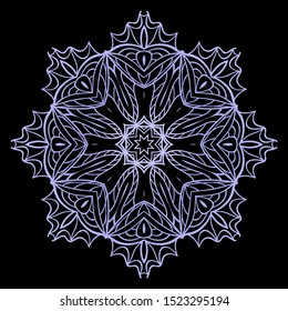 Round Mandala. For Coloring Book, Greeting Card, Invitation, Tattoo. Anti-Stress Therapy Pattern. Vector Illustration. 