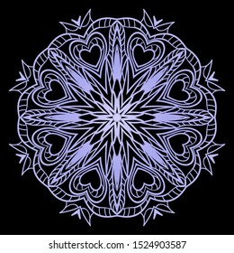 Round Mandala. For Coloring Book, Greeting Card, Invitation, Tattoo. Anti-Stress Therapy Pattern. Vector Illustration. 