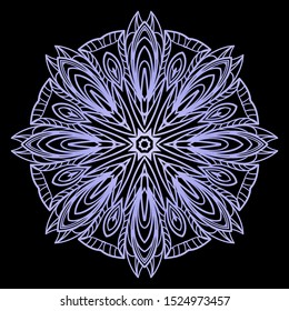Round Mandala. For Coloring Book, Greeting Card, Invitation, Tattoo. Anti-Stress Therapy Pattern. Vector Illustration. 