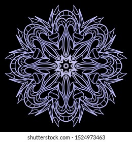 Round Mandala. For Coloring Book, Greeting Card, Invitation, Tattoo. Anti-Stress Therapy Pattern. Vector Illustration. 