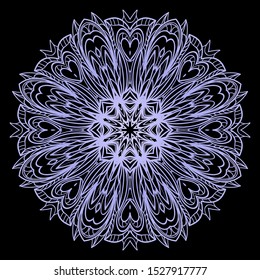 Round Mandala. For Coloring Book, Greeting Card, Invitation, Tattoo. Anti-Stress Therapy Pattern. Vector Illustration. 