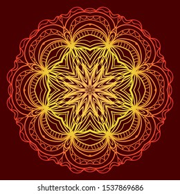 Round Mandala. For Coloring Book, Greeting Card, Invitation, Tattoo. Anti-Stress Therapy Pattern. Vector Illustration. 