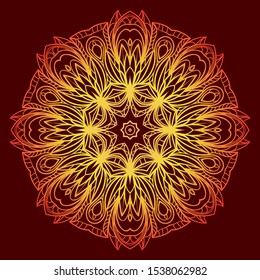 Round Mandala. For Coloring Book, Greeting Card, Invitation, Tattoo. Anti-Stress Therapy Pattern. Vector Illustration. 