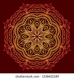 Round Mandala. For Coloring Book, Greeting Card, Invitation, Tattoo. Anti-Stress Therapy Pattern. Vector Illustration. 