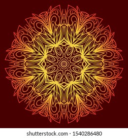 Round Mandala. For Coloring Book, Greeting Card, Invitation, Tattoo. Anti-Stress Therapy Pattern. Vector Illustration. 