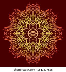 Round Mandala. For Coloring Book, Greeting Card, Invitation, Tattoo. Anti-Stress Therapy Pattern. Vector Illustration. 