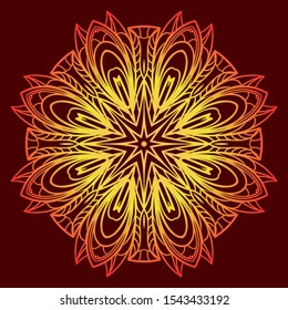 Round Mandala. For Coloring Book, Greeting Card, Invitation, Tattoo. Anti-Stress Therapy Pattern. Vector Illustration. 