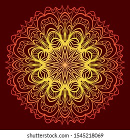 Round Mandala. For Coloring Book, Greeting Card, Invitation, Tattoo. Anti-Stress Therapy Pattern. Vector Illustration. 