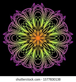 Round Mandala. For Coloring Book, Greeting Card, Invitation, Tattoo. Anti-Stress Therapy Pattern. Vector Illustration. 