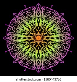 Round Mandala. For Coloring Book, Greeting Card, Invitation, Tattoo. Anti-Stress Therapy Pattern. Vector Illustration. 