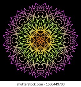Round Mandala. For Coloring Book, Greeting Card, Invitation, Tattoo. Anti-Stress Therapy Pattern. Vector Illustration. 