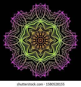 Round Mandala. For Coloring Book, Greeting Card, Invitation, Tattoo. Anti-Stress Therapy Pattern. Vector Illustration. 