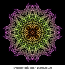 Round Mandala. For Coloring Book, Greeting Card, Invitation, Tattoo. Anti-Stress Therapy Pattern. Vector Illustration. 