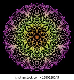 Round Mandala. For Coloring Book, Greeting Card, Invitation, Tattoo. Anti-Stress Therapy Pattern. Vector Illustration. 