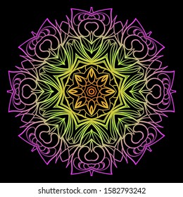 Round Mandala. For Coloring Book, Greeting Card, Invitation, Tattoo. Anti-Stress Therapy Pattern. Vector Illustration. 