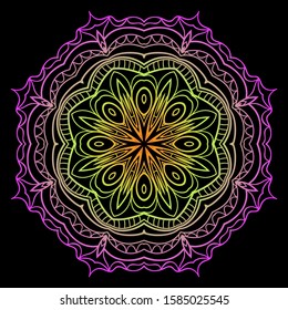 Round Mandala. For Coloring Book, Greeting Card, Invitation, Tattoo. Anti-Stress Therapy Pattern. Vector Illustration. 