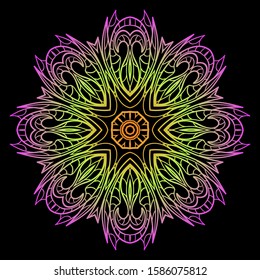 Round Mandala. For Coloring Book, Greeting Card, Invitation, Tattoo. Anti-Stress Therapy Pattern. Vector Illustration. 