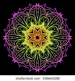 Round Mandala. For Coloring Book, Greeting Card, Invitation, Tattoo. Anti-Stress Therapy Pattern. Vector Illustration. 