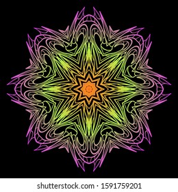 Round Mandala. For Coloring Book, Greeting Card, Invitation, Tattoo. Anti-Stress Therapy Pattern. Vector Illustration. 