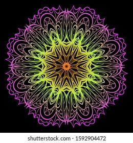 Round Mandala. For Coloring Book, Greeting Card, Invitation, Tattoo. Anti-Stress Therapy Pattern. Vector Illustration. 