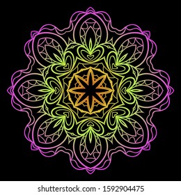 Round Mandala. For Coloring Book, Greeting Card, Invitation, Tattoo. Anti-Stress Therapy Pattern. Vector Illustration. 