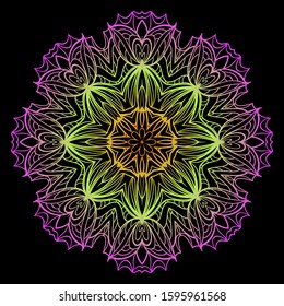 Round Mandala. For Coloring Book, Greeting Card, Invitation, Tattoo. Anti-Stress Therapy Pattern. Vector Illustration. 