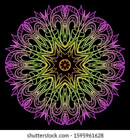 Round Mandala. For Coloring Book, Greeting Card, Invitation, Tattoo. Anti-Stress Therapy Pattern. Vector Illustration. 