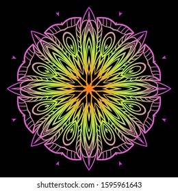 Round Mandala. For Coloring Book, Greeting Card, Invitation, Tattoo. Anti-Stress Therapy Pattern. Vector Illustration. 