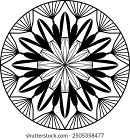 Mandala redondo para colorear sobre fondo blanco, Vector floral mandala patrones de relajación diseño único con fondo blanco, patrón dibujado a mano, concepto meditación y relajación
