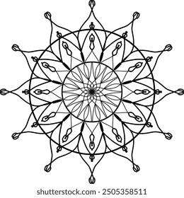 Runde Mandala für die Färbung auf weißem Hintergrund, Vektor florale Mandala Entspannungsmuster einzigartiges Design mit weißem Hintergrund, handgezeichnetes Muster, Konzept Meditation und Entspannung