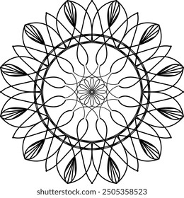 Round mandala for coloring on white background, Vector floral mandala relaxation patterns unique design with white background,Hand drawn pattern,concept meditation and relax