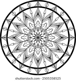 Round mandala for coloring on white background, Vector floral mandala relaxation patterns unique design with white background,Hand drawn pattern,concept meditation and relax