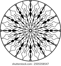 Round mandala for coloring on white background, Vector floral mandala relaxation patterns unique design with white background,Hand drawn pattern,concept meditation and relax