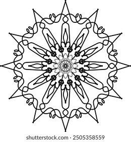 Round mandala for coloring on white background, Vector floral mandala relaxation patterns unique design with white background,Hand drawn pattern,concept meditation and relax