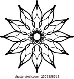 Round mandala for coloring on white background, Vector floral mandala relaxation patterns unique design with white background,Hand drawn pattern,concept meditation and relax