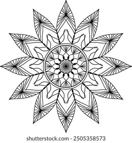 Round mandala for coloring on white background, Vector floral mandala relaxation patterns unique design with white background,Hand drawn pattern,concept meditation and relax