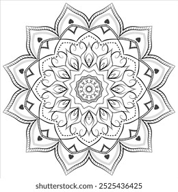 Round mandala for coloring on white background