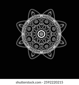 Round mandala for coloring on white and black. Vector floral mandala .Luxury vector mandala design background. Coloring book page for mandala.