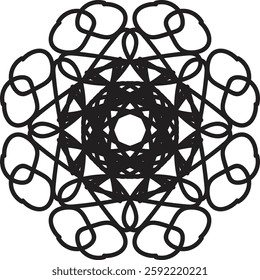 Round mandala for coloring on white and black. Vector floral mandala .Luxury vector mandala design background. Coloring book page for mandala.