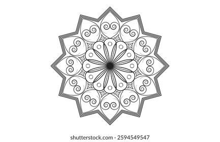 Round mandala for coloring on white background.