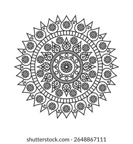 Round mandala for coloring on white background
